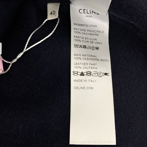 Celine Dark Blue Cashmere Hooded Jacket With Gold Button Details & Drawstring - Picture 7 of 8